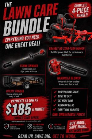 Gravely HD Zero Turn 4 Piece Lawn Care Bundle